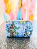 Blue Hand Block Printed Cosmetic Bags