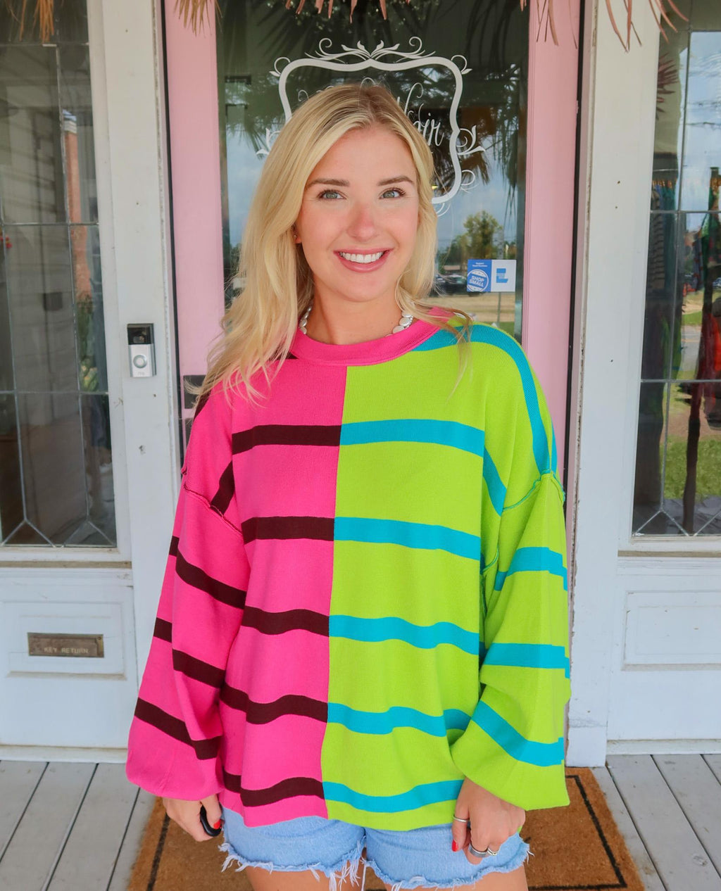 Stripe Lover Sweater, Pink Multi.