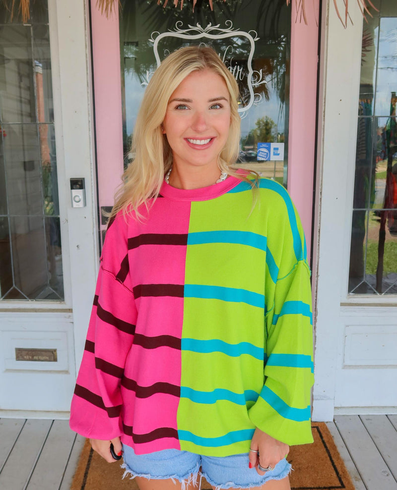 Stripe Lover Sweater, Pink Multi.