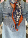 Navy Paisley Border Scarf