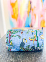 Blue Hand Block Printed Cosmetic Bags