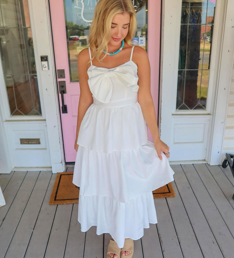 Whitney White Bow Dress