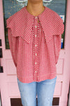 Karlie Gingham Poplin Peter Pan Collar Top
