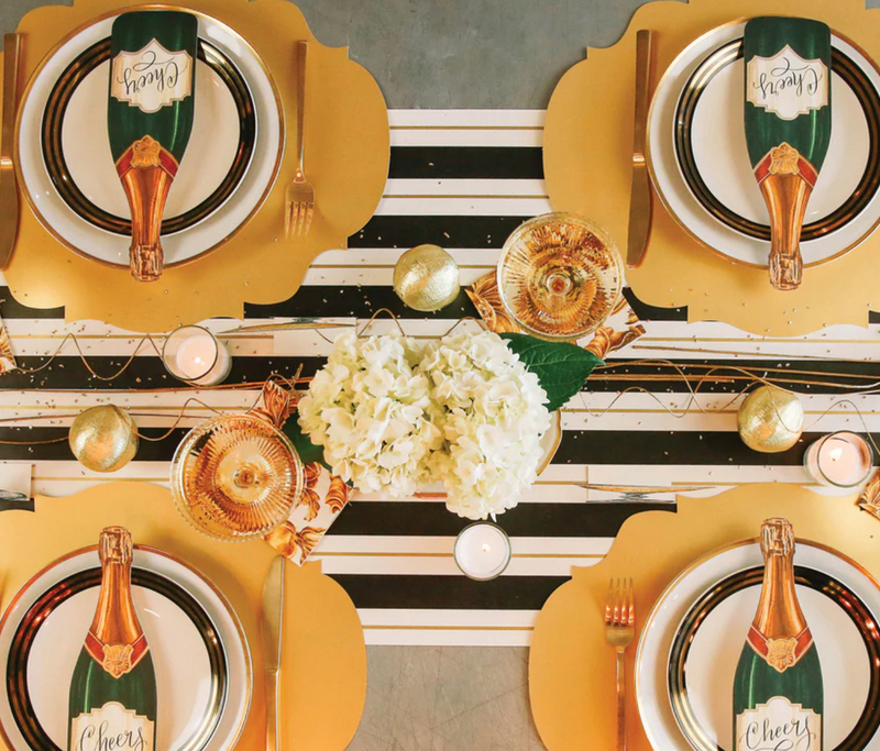 Black & Gold Awning Stripe Runner