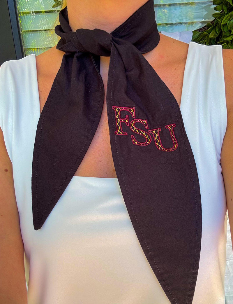 Tally Garnet Outline/Inner Gold Ascot Scarf.