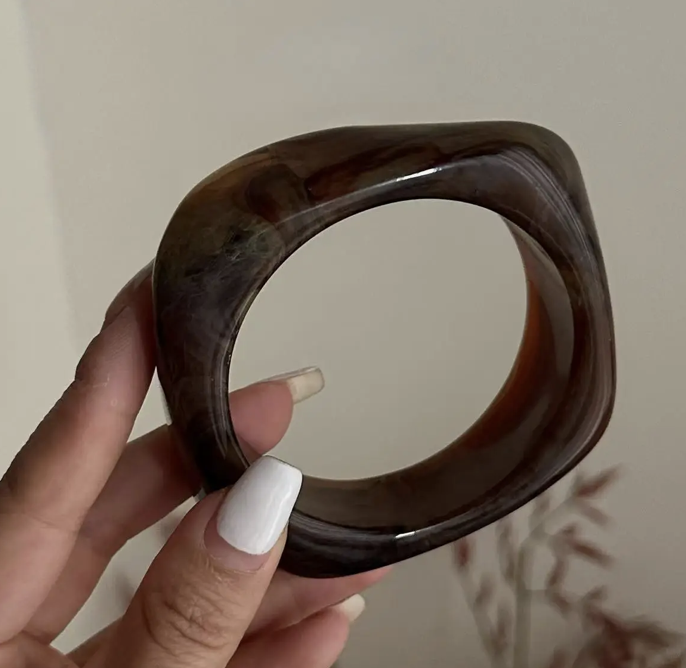 Coffee Irregular Acrylic Resin Bangle Bracelet