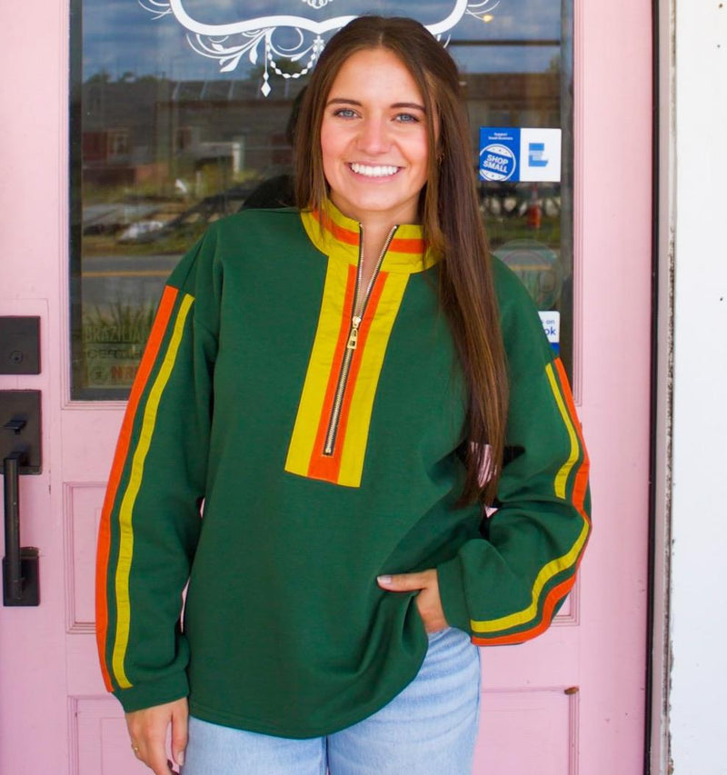 Blanchie Green Zipper Detail Top