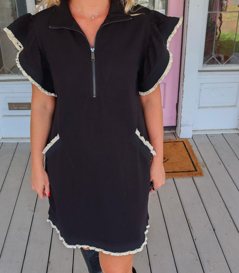 The Betsy Black Ruffled Dress