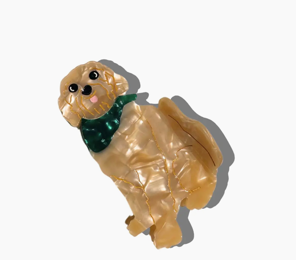 Apricot Hand-Painted Golden Doodle Dog Claw Hair Clip | Eco-Friendly