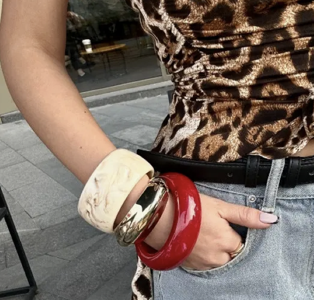 Beige Vintage Punk Geometric Acrylic Bracelet