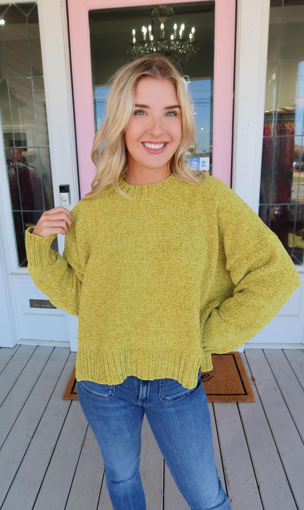Chartreuse Chenile Sweater