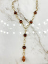 Tortoise/Gold Pearl & Oval Chain Y Necklace Set