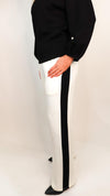 Cream Modal Side Stripe Pants