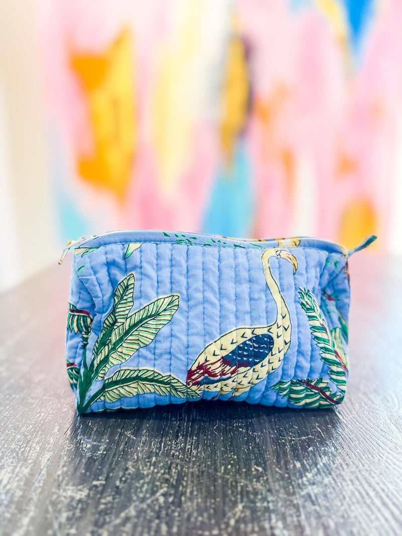 Blue Hand Block Printed Cosmetic Bags