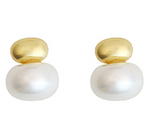 Pearl & Bean Shape Earrings