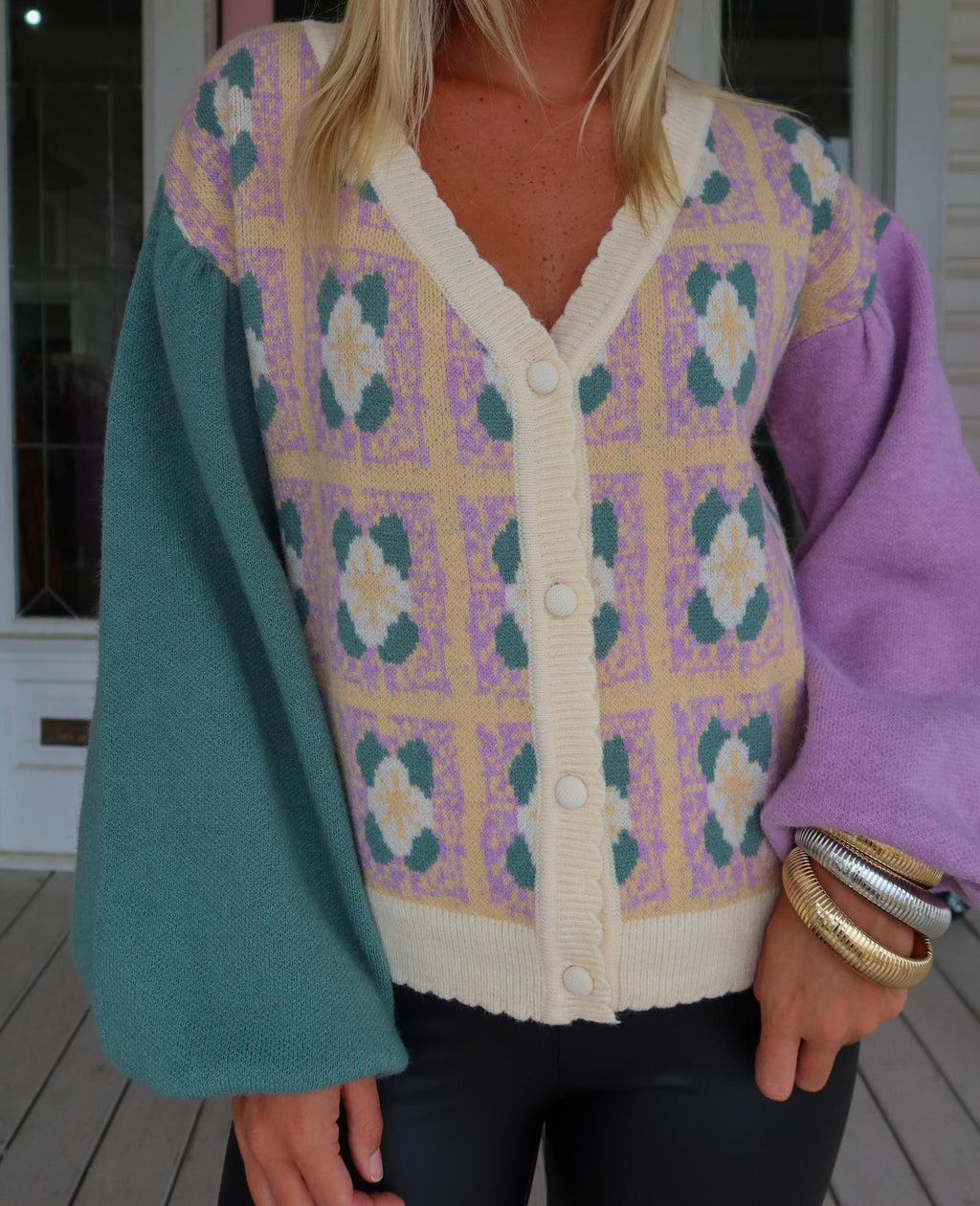 Karlie Floral Vintage Button Cardigan Sweater