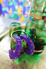 Purple Acrylic Hoop w Stone Earrings