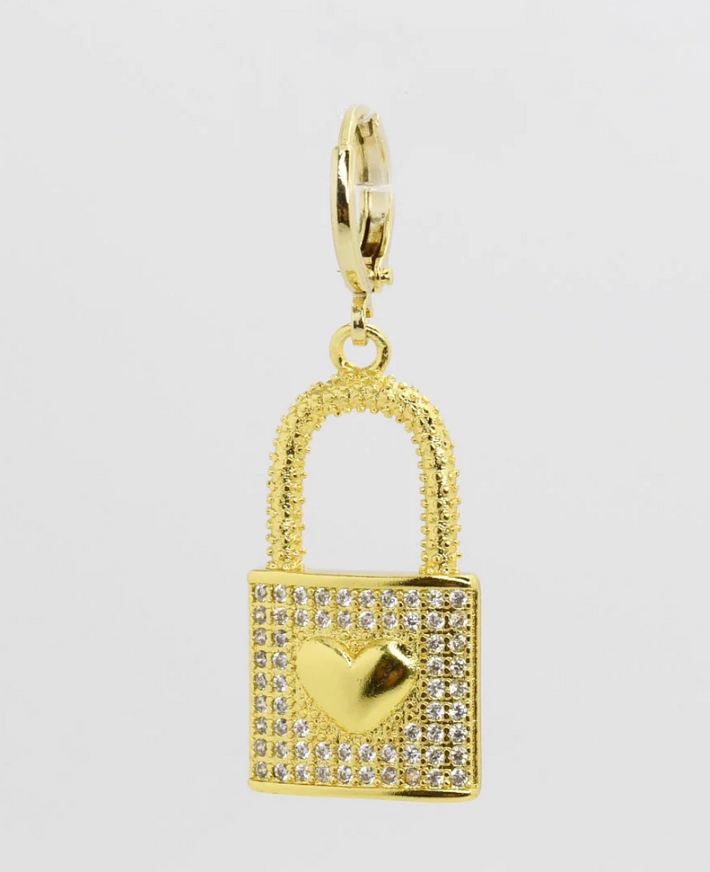 Lock Crystal Heart Charm