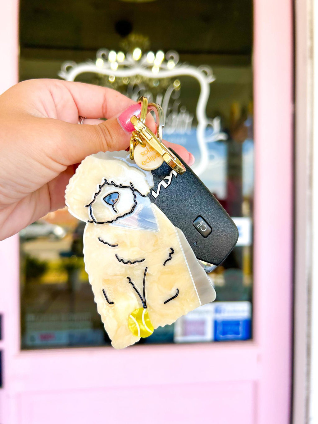 Hand-Painted Sheepdog Bag Charm + Keychain | Eco-Friendly