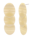 LT. Beige Acetate Oval Plate 3 Drop Earrings