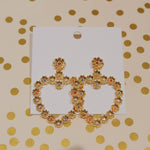 Beads Flower Outline Heart Earrings