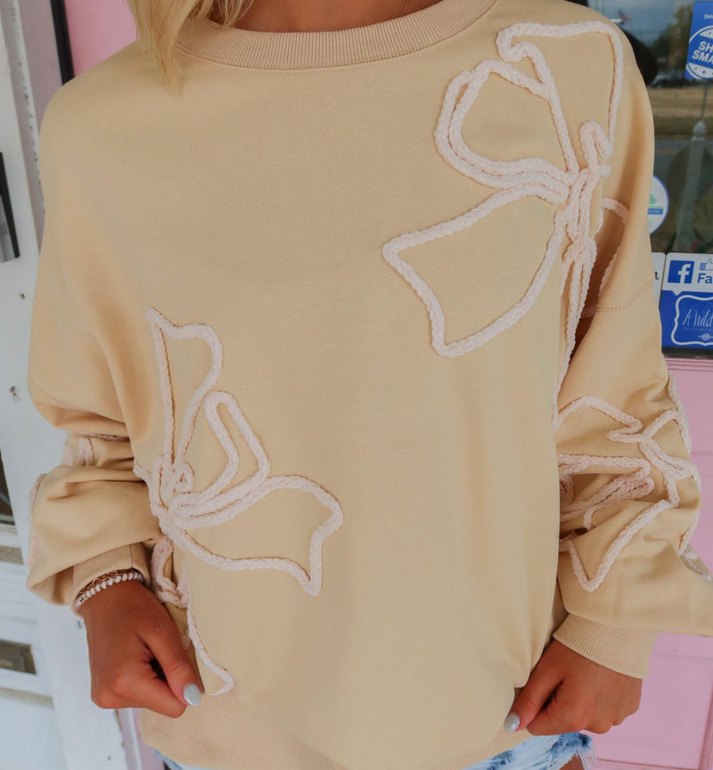 Lily Light Beige Bow Top