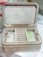 Rectangle Beige Velvet Jewelry Box