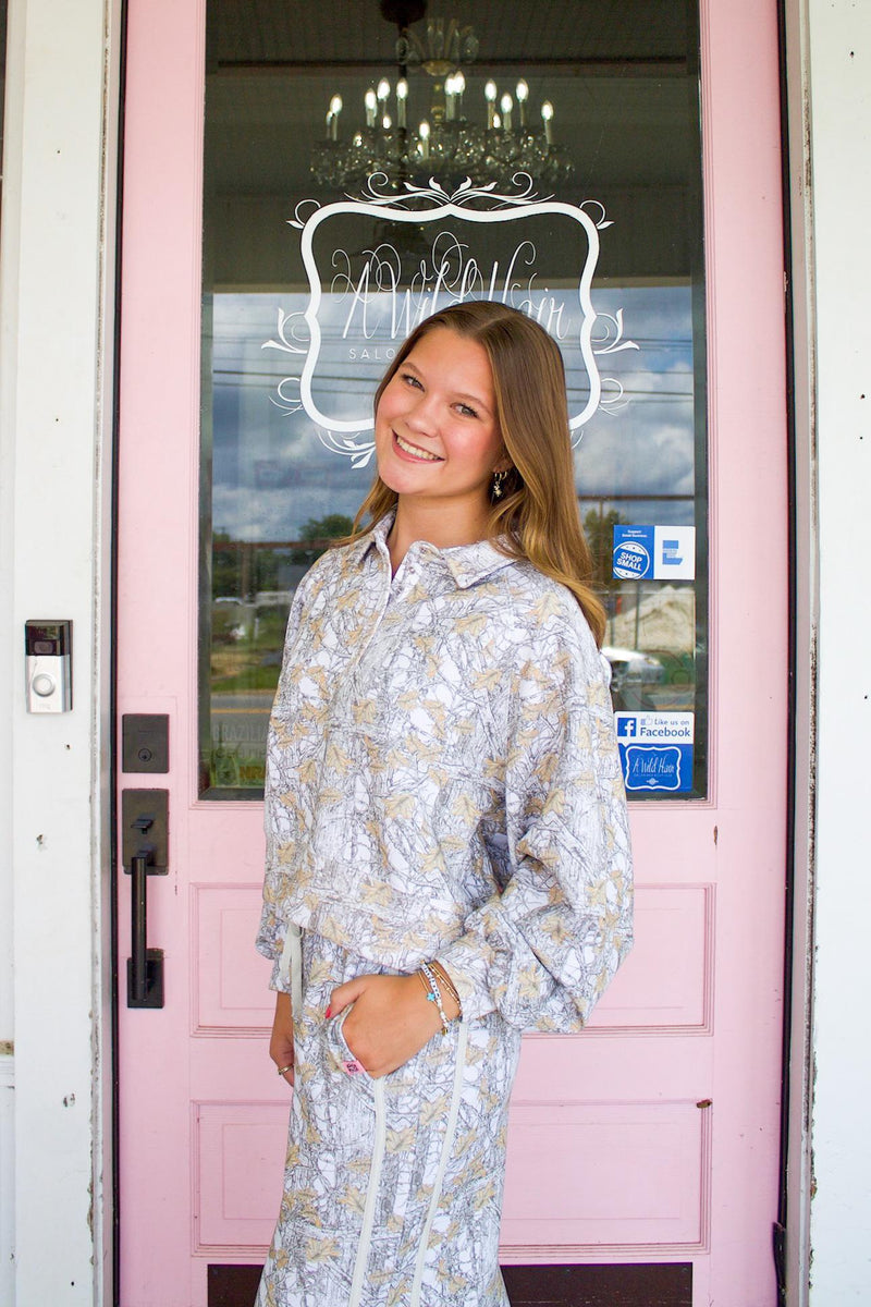White Cropped Camo Pullover!