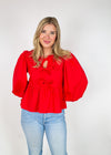 Lindsay Red Bow Top