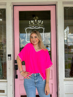 The Hallie Shell Stitch Hot Pink Top