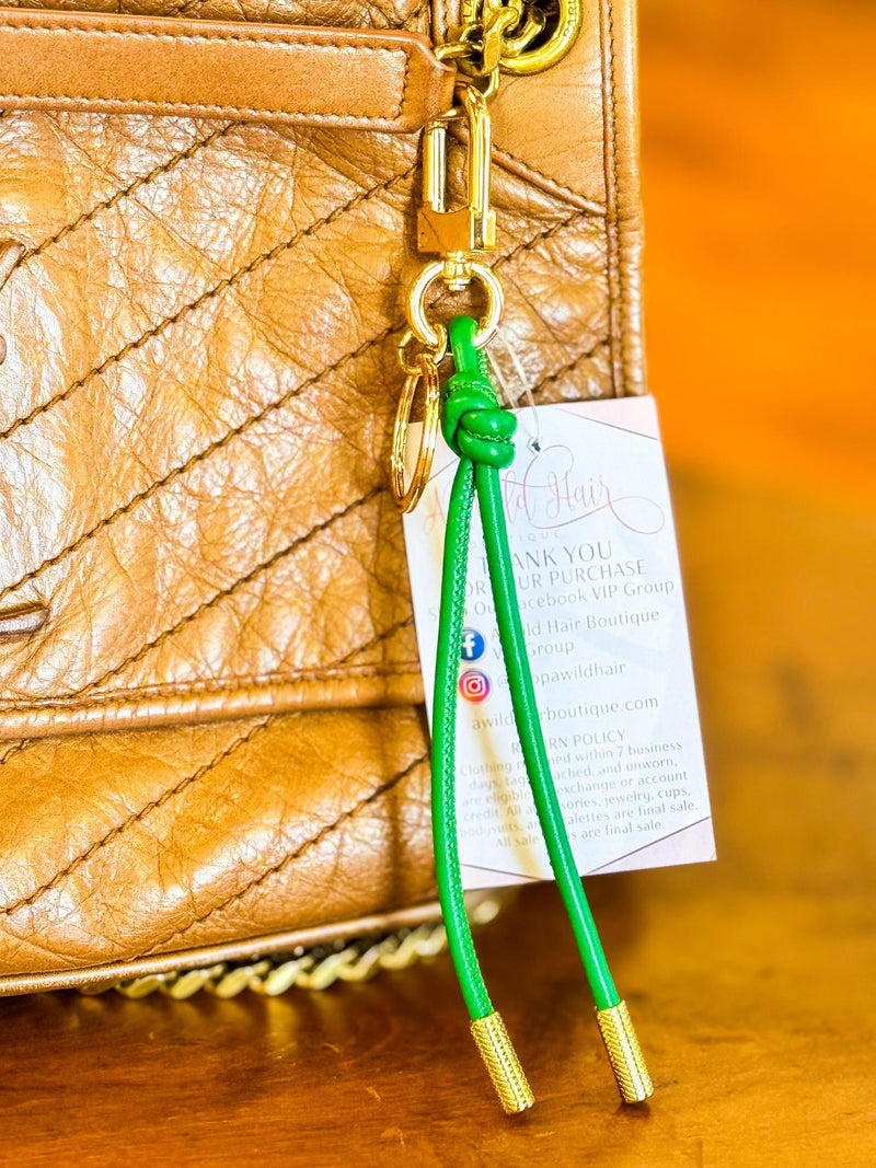 Green Leather Cord Key Chain