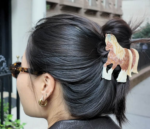 Hand-Painted Horse Claw Hair Clip | Eco-Friendly