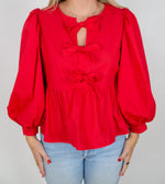 Lindsay Red Bow Top