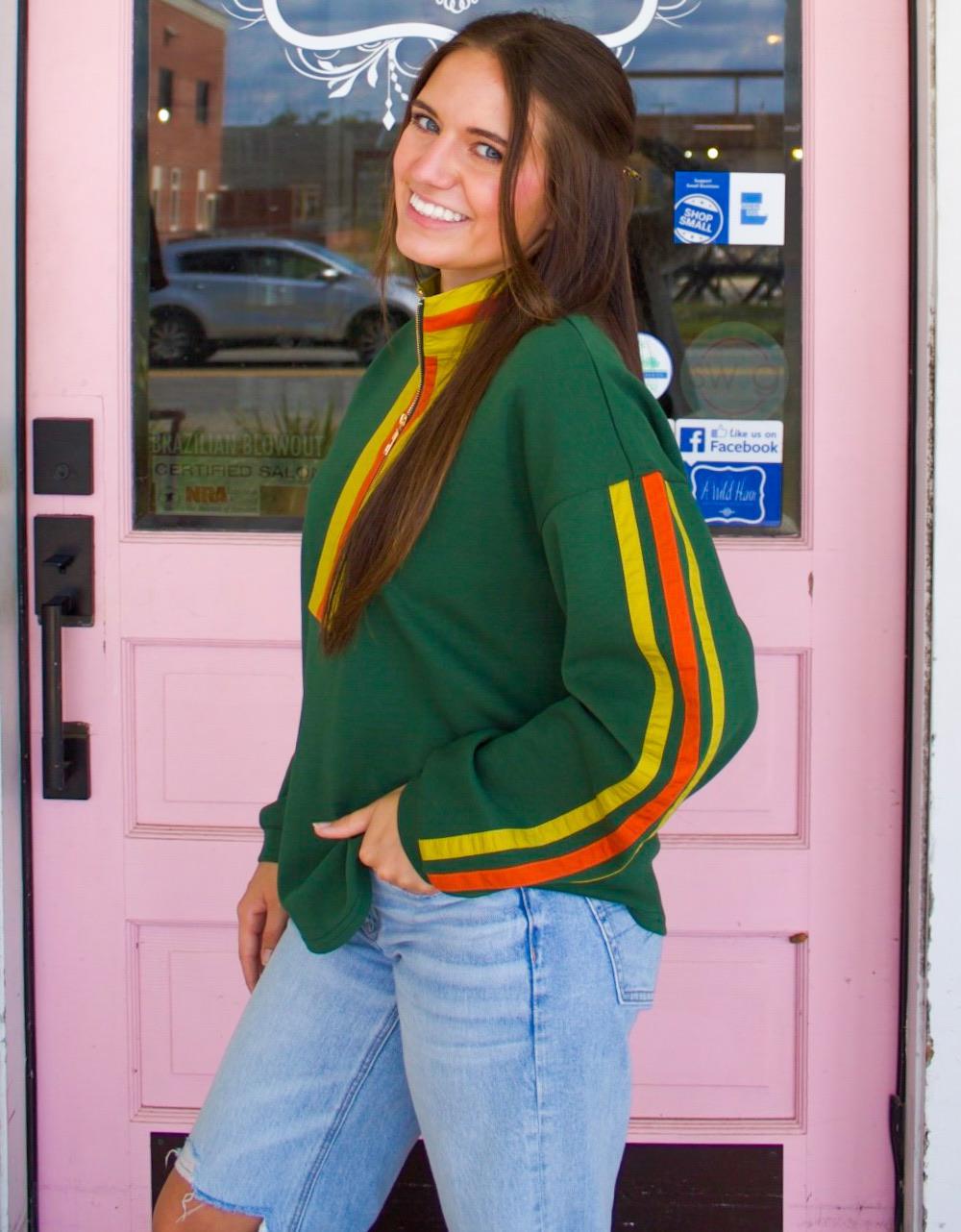 Blanchie Green Zipper Detail Top