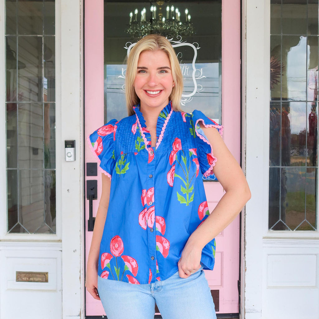 Bayleigh Blue/Pink Floral Top