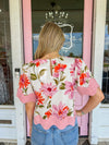The Grayson Floral Trimmed Top