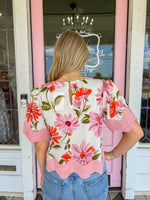 The Grayson Floral Trimmed Top