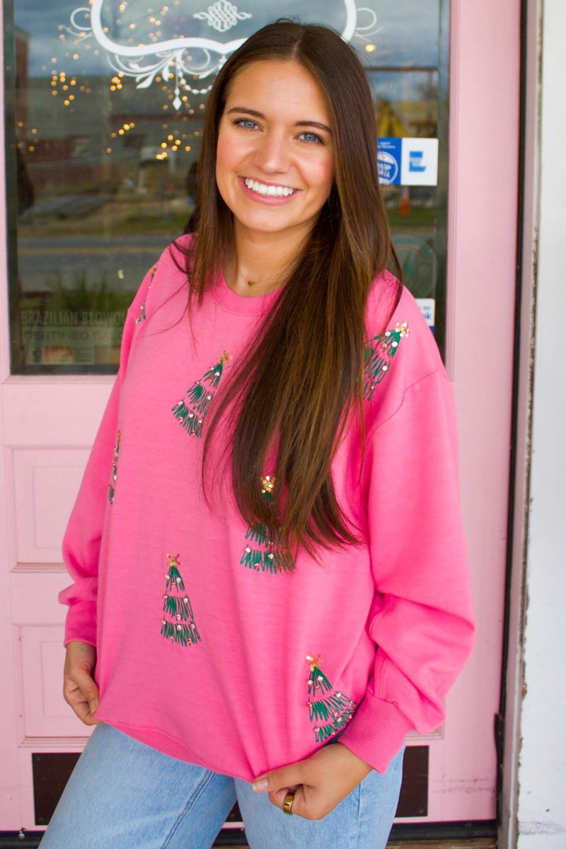 Pink Chistmas Tree Sweatshirt