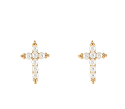 Cross Pearl Earrings