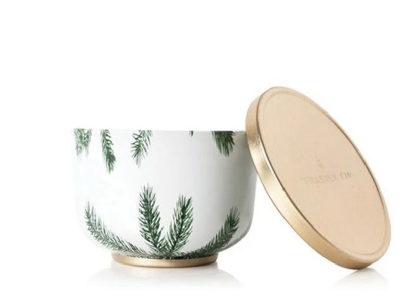 Frasier Fir Poured Candle Tin, Gold Lid.