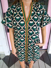 Black Botanical Puff Sleeve Dress