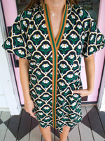Black Botanical Puff Sleeve Dress