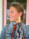 Navy Paisley Border Scarf