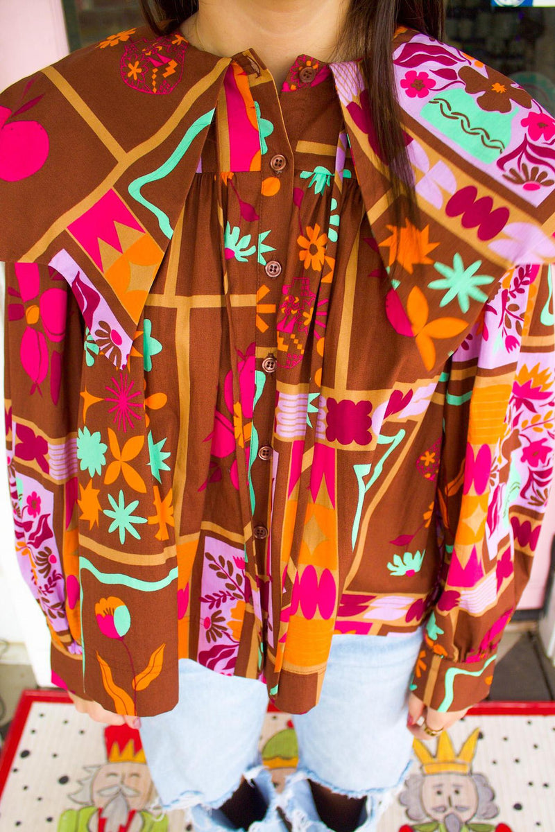 Karlie Floral Frame Collar Top