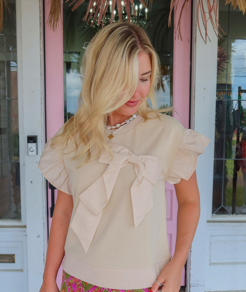 The Grace Bow Top, Sand.