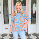 The Julie Denim/Orange Floral Top