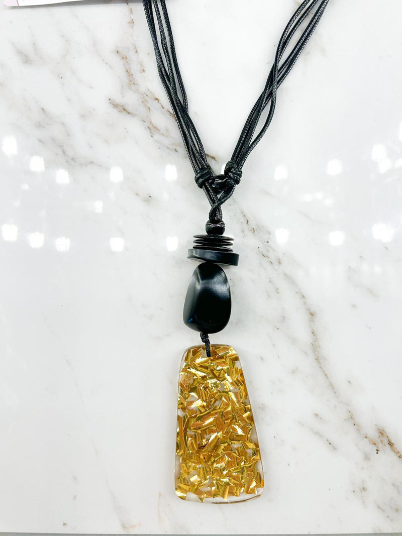 Trapezoid Gold Fleck Layered Necklace