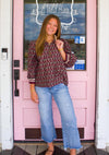Merlot Half Zip Floral Top