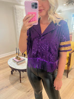 Purple Sequins/Tassel  Gameday Top