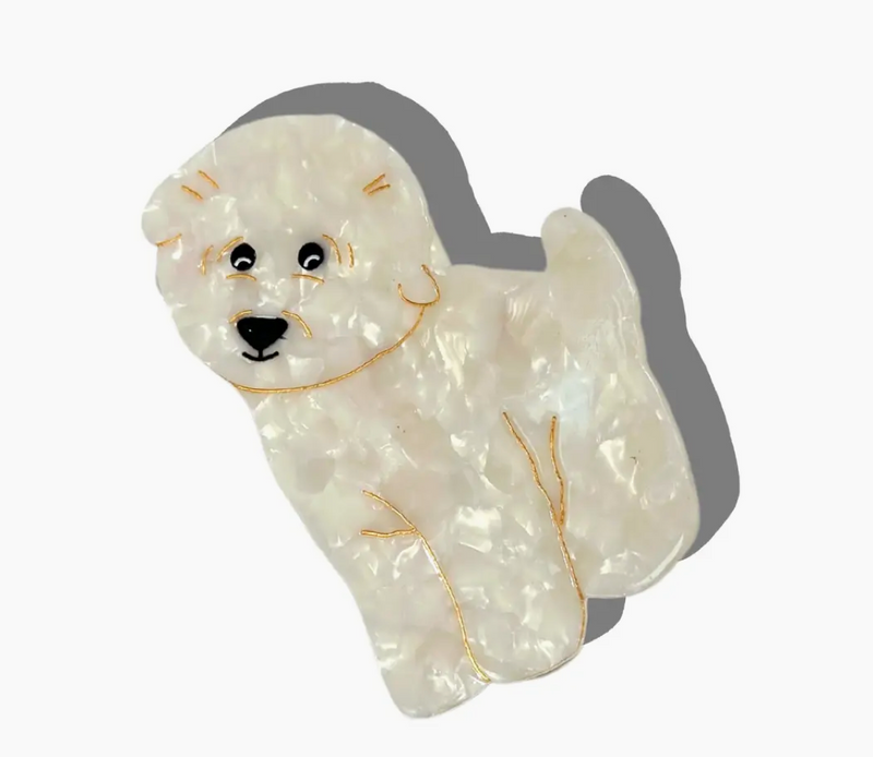 Hand-Painted White Dog Claw Hair Clip | Eco-Friendly